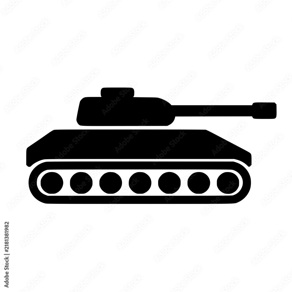 Fototapeta premium Tank icon flat outline in black
