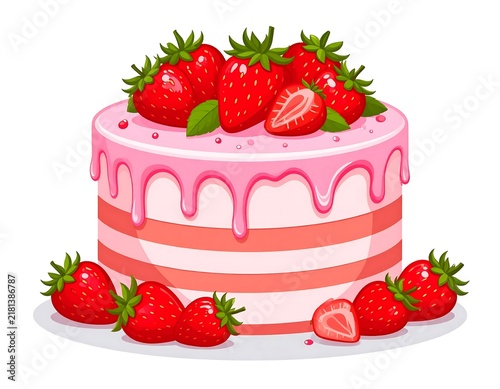 Delicious Strawberry Layered Cake Dessert.