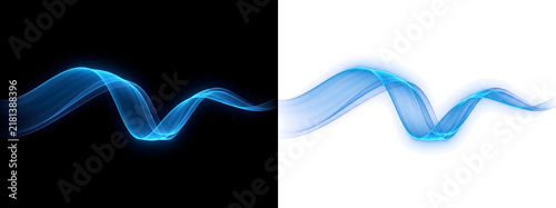 Canvas Print Blue ribbon background with a flowing wave twisting across the frame for PNG, Tr