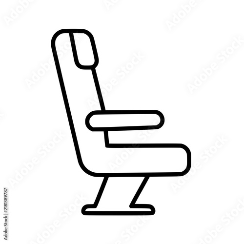 Airplane seat icon flat outline in black