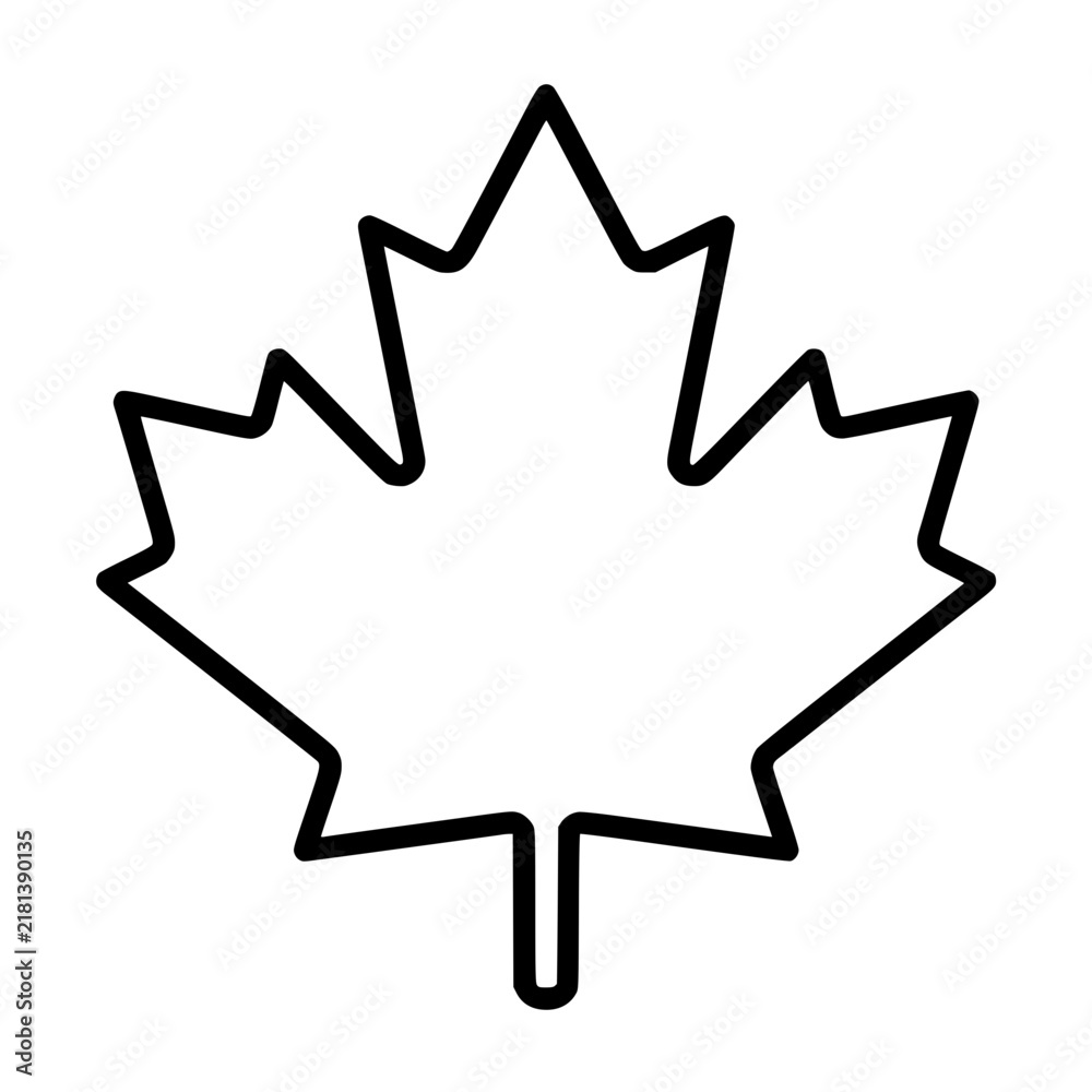 Obraz premium Autumn leaf canadian icon flat outline in black