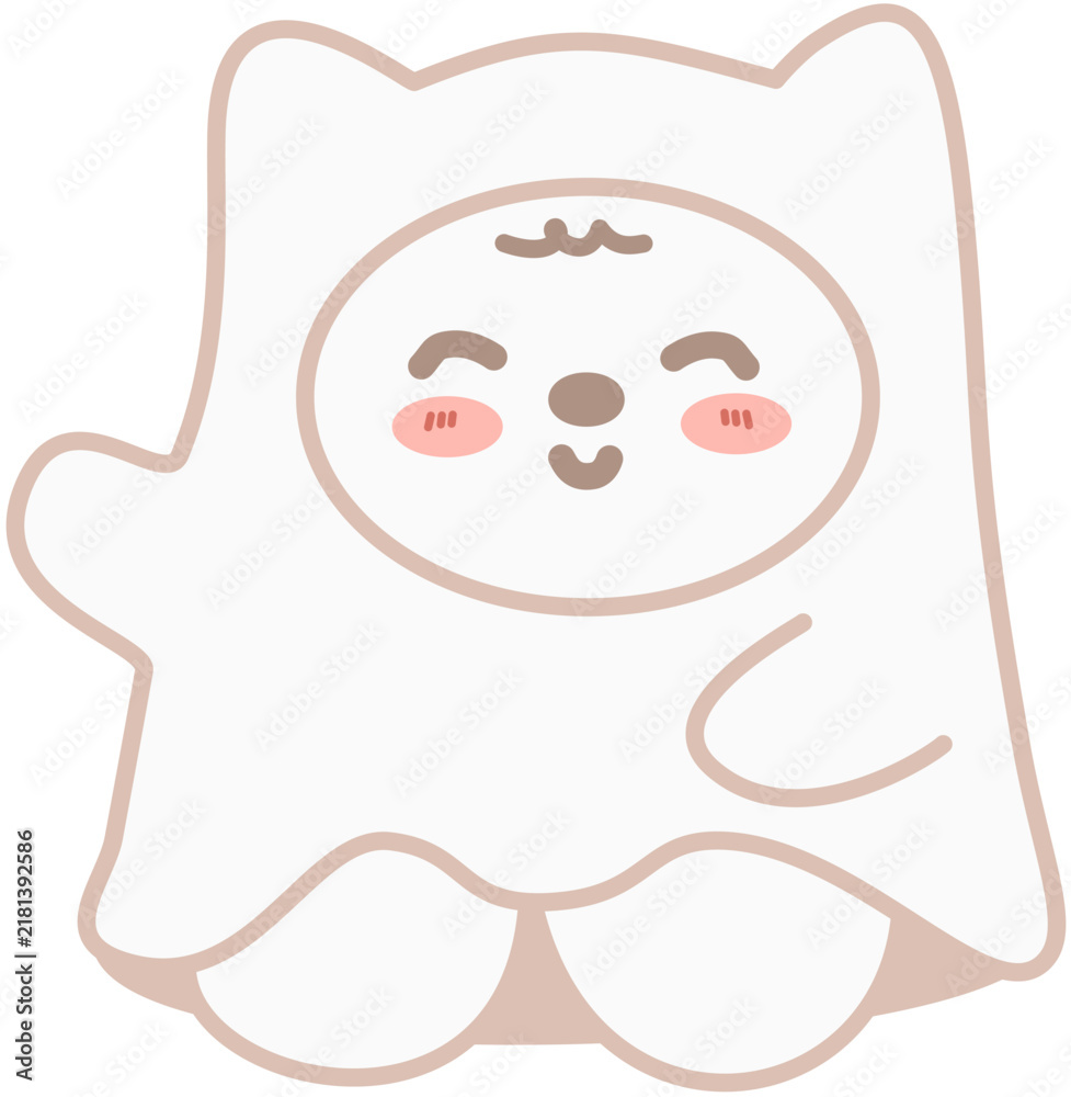 Obraz premium Cute Ghost Dog Costume Halloween Vector Illustration