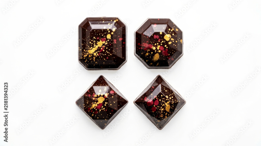 Obraz premium Polished gemstone chips scattered on a clean white background