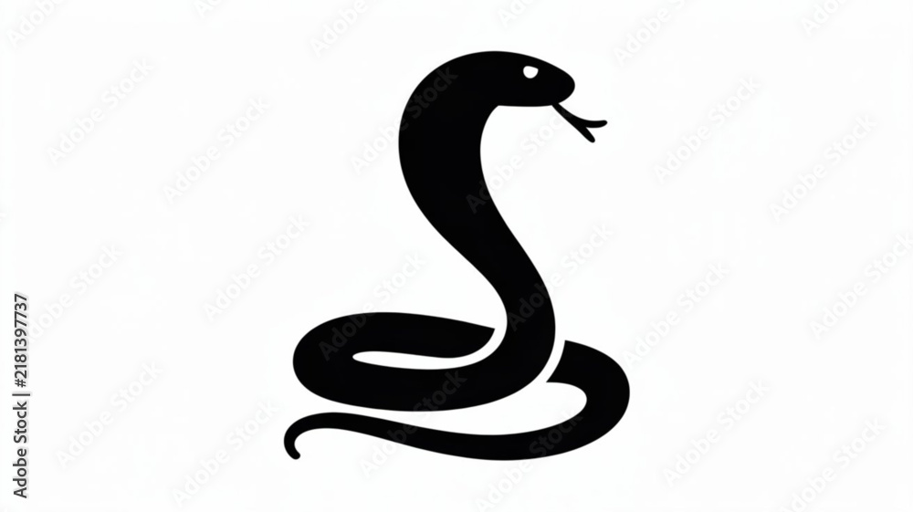 Fototapeta premium Cobra silhouette vector illustration, bold snake design with raised hood for logos, branding, apparel, and emblems.