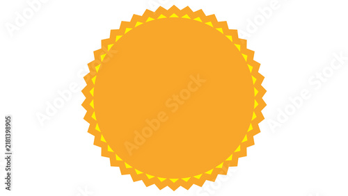 Konstfotografi Yellow circular scalloped edge seal or reward sticker with circular badge vintag