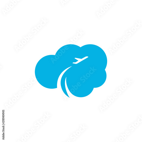 Airplane tour and travel logo with cloud icon