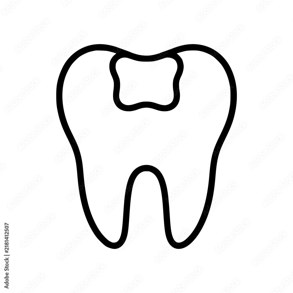 Obraz premium Tooth filling icon flat outline in black