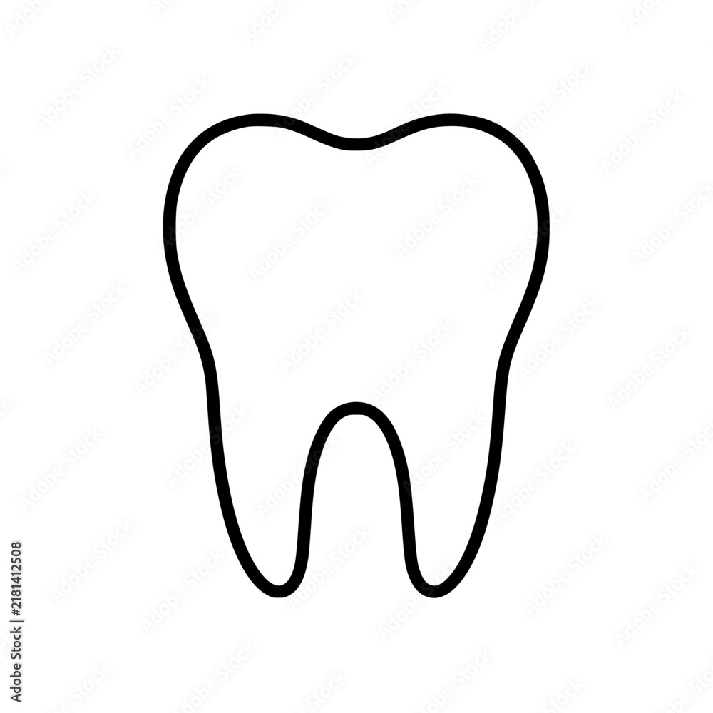 Obraz premium Tooth icon flat outline in black