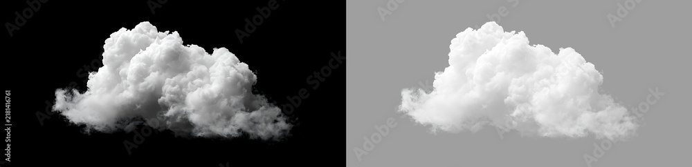 Obraz premium Fluffy white cumulus cloud isolated on transparent background. Realistic sky element for photo overlay