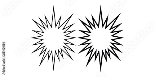 Obraz na plátne Two stylized starbursts bursting with energy in a simple graphic design isolated