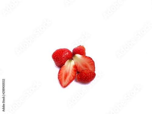 Quadro su tela photo of a strawberry in the center isolated on a white background with copy space for commercial use