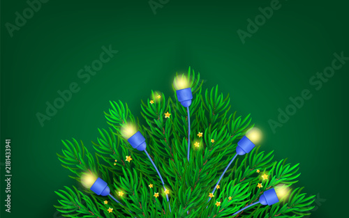 Christmas tree bouquet with light garland