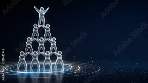 glass human pyramid team symbolizing teamwork collaboration success support cooperation strength and group achievement together