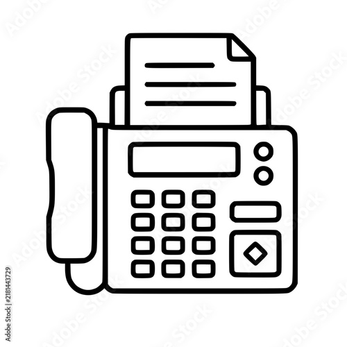Foto Fax machine icon flat outline in black