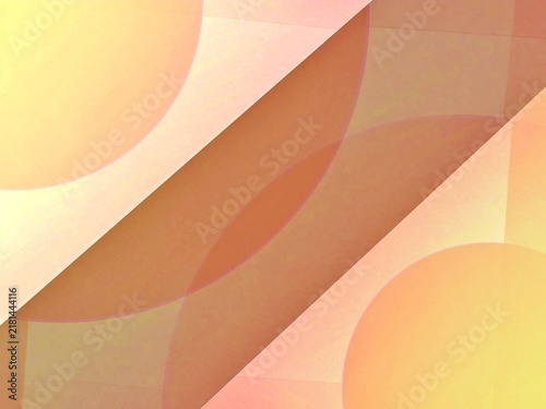 Cuadro en lienzo Geometric abstract background with smooth curves and a color gradient of orange, pastel yellow, and pink