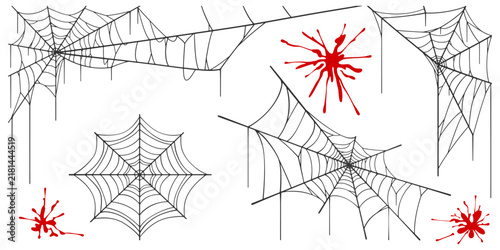 Vector Set of spider web on white