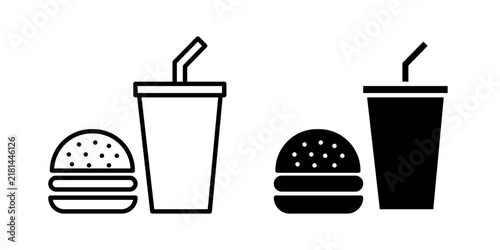 Bild auf Leinwand Fast Food Icon represents quick meals, takeaway services, restaurants, snacks, and convenient dining options