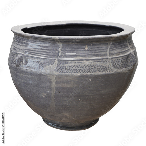 Fotografie Antique earthenware pot with intricate designs