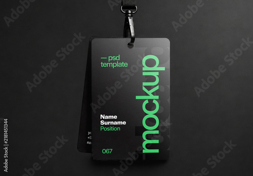 Blank ID Card Mockup With Lanyard for Corporate Badge and Branding Presentation