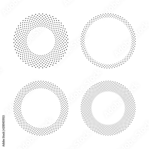 Abstract Radial Circle Dots Patterns for Decorative Round Frames. 