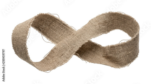 Cuadro en lienzo Rustic burlap infinity loop isolated for eco branding projects