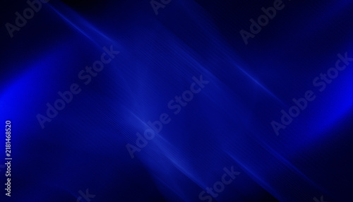 Deep blue abstract light streaks flowing across a dark background with subtle glowing effects