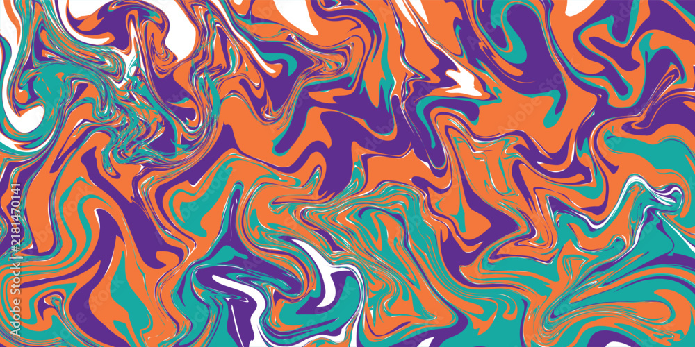 Fototapeta premium Abstract Orange Purple Marble Swirl Seamless Pattern Background