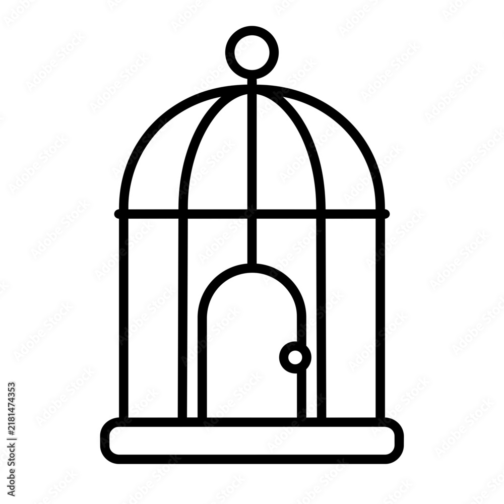 Fototapeta premium Bird cage icon flat outline in black
