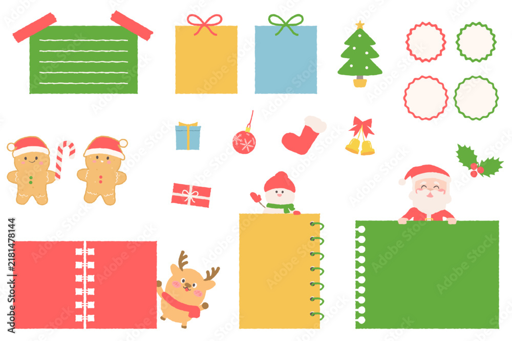 Fototapeta premium かわいいクリスマスのフレームイラストセット