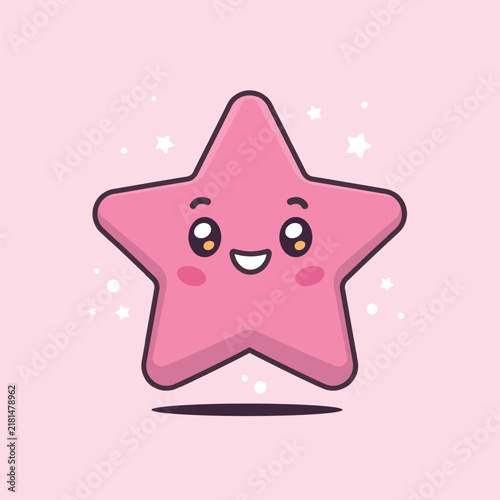 Cute kawaii star vector cartoon character illustration