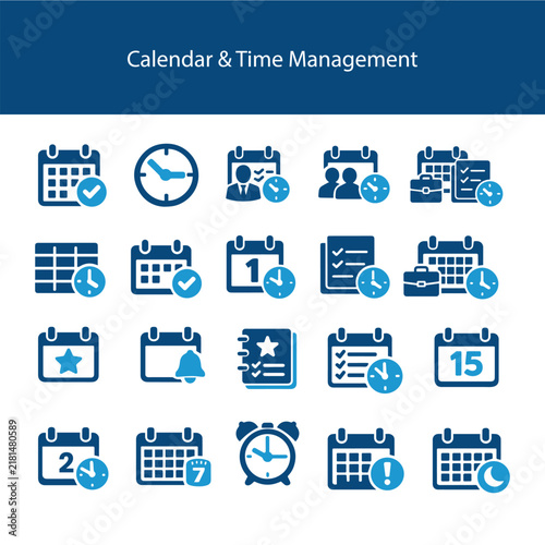 Time Management Calendar and Schedule Icons Set