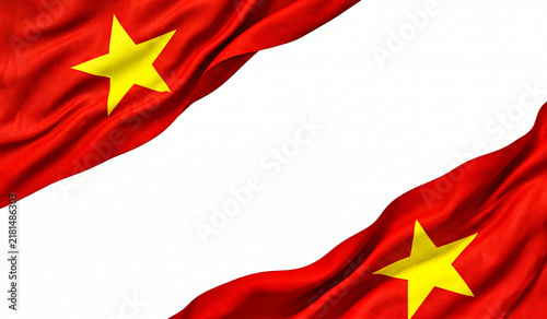 Foto Vietnam flag frame design for national holiday celebration with wavy silk fabric texture