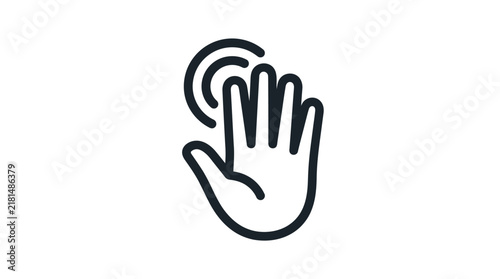 Minimalist vector illustration depicting a simple hand gesture icon featuring smooth lines and clean bold strokes