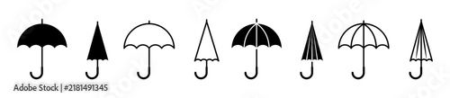 Umbrella vector icons isolated on white background. Parasol simple black vector icon. Rain, weather, meteorology sign.	