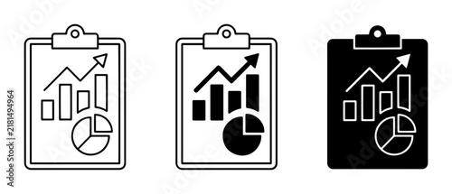 Business Report Icons, Data Analysis Charts, Financial Growth Graphics