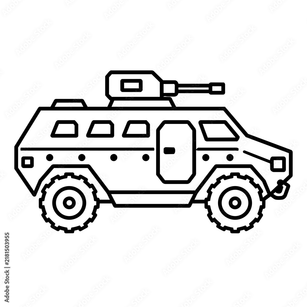 Obraz premium Armored vehicle icon, black glyph vector symbol for web and app interface design