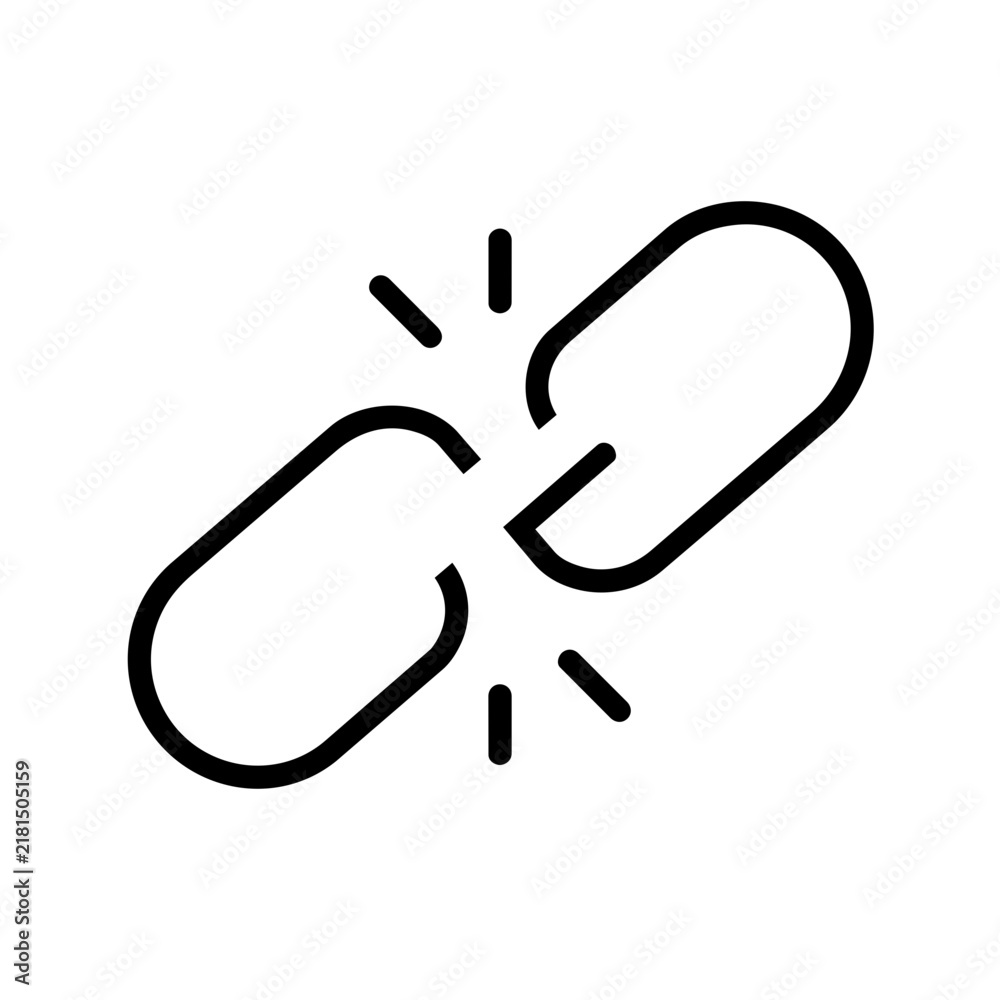 Obraz premium Broken link icon, black glyph vector symbol for web and app interface design