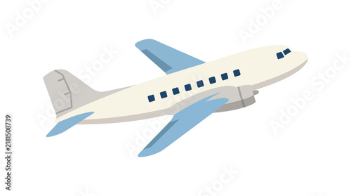 Airplane flies high against a clean white background, showcasing a modern passenger jet design.