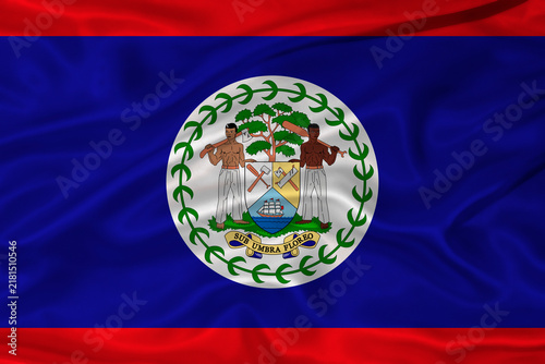 Flag of Belize with a soft fabric texture. Belize flag textured with fabric background