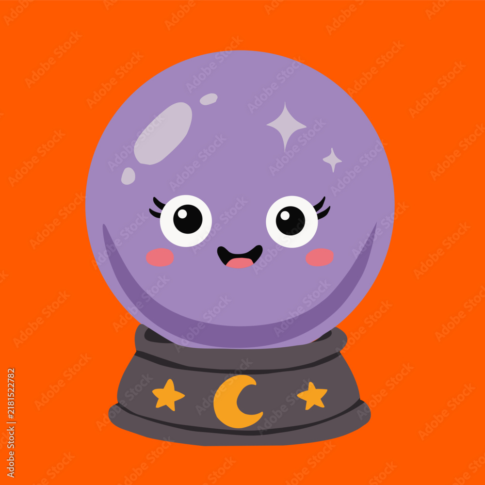 Fototapeta premium Halloween Crystal Ball Fortune Teller Cartoon Vector