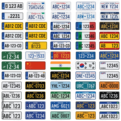 International vehicle license plate collection with diverse styles
