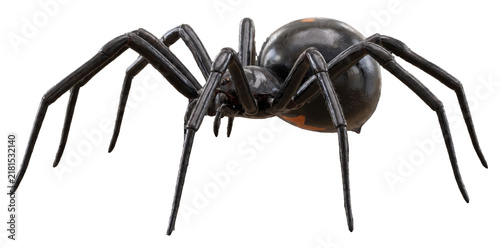 Fotografía A realistic 3d render of a black widow spider with a shiny abdomen and distinct