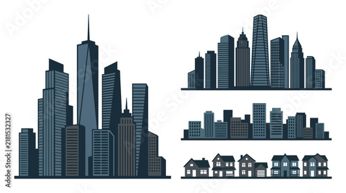 collection of buildings editable CAD Topview Vector EPS 10