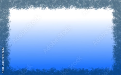 White to blue gradient background with a dark blue frame featuring irregular texture and uneven structure.