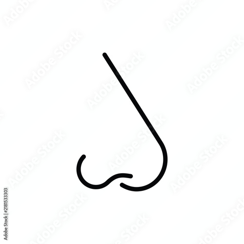 Nose in profile thin line icon, breathing, smell, rhinology, nasal health, and medical examination. Vector illustration