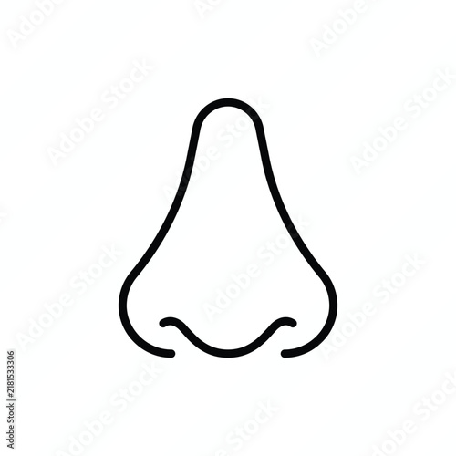 Nose thin line icon, breathing, smell, rhinology, nasal health, and medical examination. Vector illustration