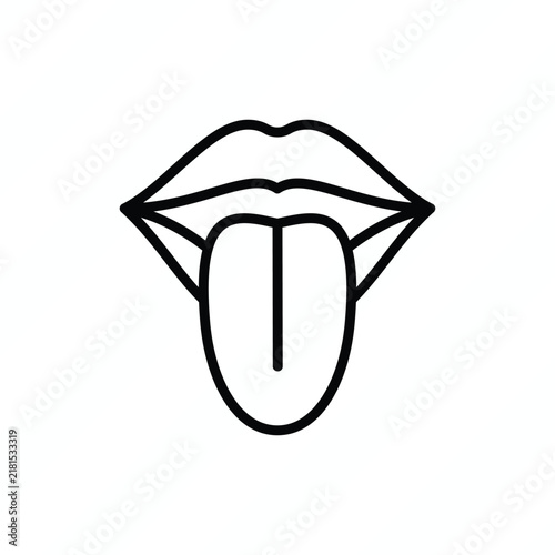 Tongue thin line icon, representing oral health, taste, speech, anatomy, and medical examination. Vector illustration