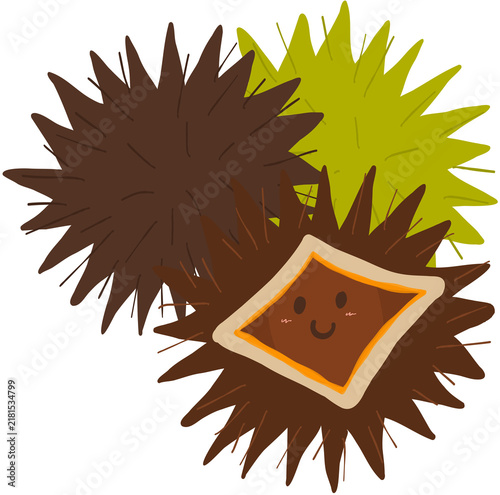 фотографія Autumn chestnut tree and spiky burrs illustration, seasonal harvest and natural