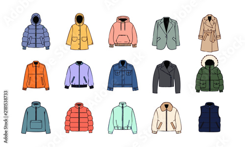 Puffer Parka Bomber And Fashion Jacket Set.