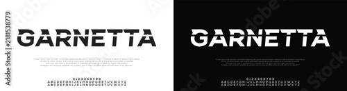 Fototapeta Garnetta, Abstract technology science alphabet font. digital space typography vector illustration design 